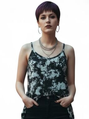 Love & Legend Abstract V-Neck Tank Tunic Top SZ M/L